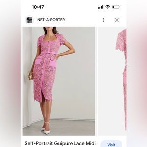 Pink Guipure Lace Midi Dress Self-Portrait dress